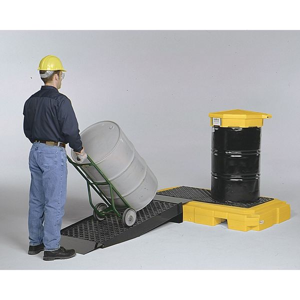 Drum Spill Containment Pallet, 66 gal Spill Capacity, 2 Drum, 4500 lb, Polyethylene