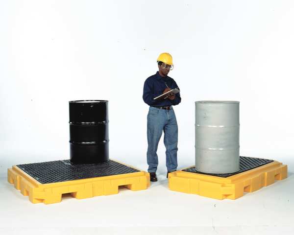 Drum Spill Containment Pallet, 75 gal Spill Capacity, 4 Drum, 9000 lb., Polyethylene