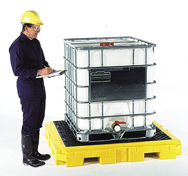 Drum Spill Containment Pallet, 66 gal Spill Capacity, 2 Drum, 4500 lb, Polyethylene