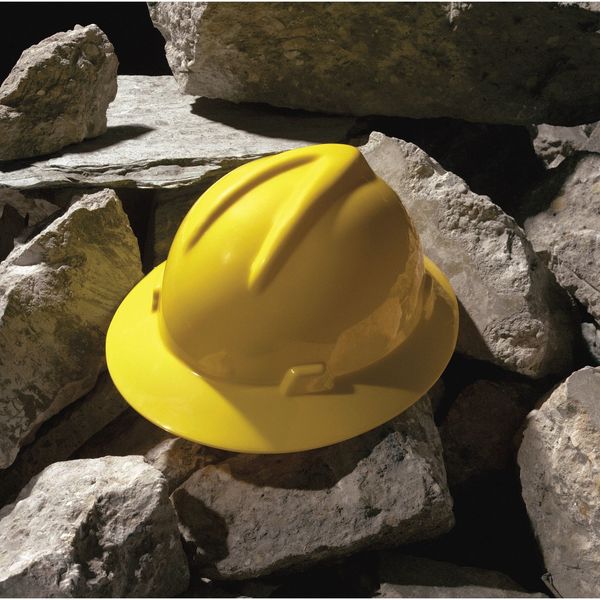 Full Brim Hard Hat, Type 1, Class E, Ratchet (4-Point), Yellow