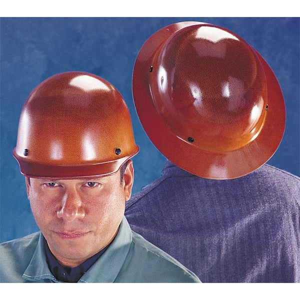 Front Brim Hard Hat, Type 1, Class G, Ratchet (4-Point), Brown