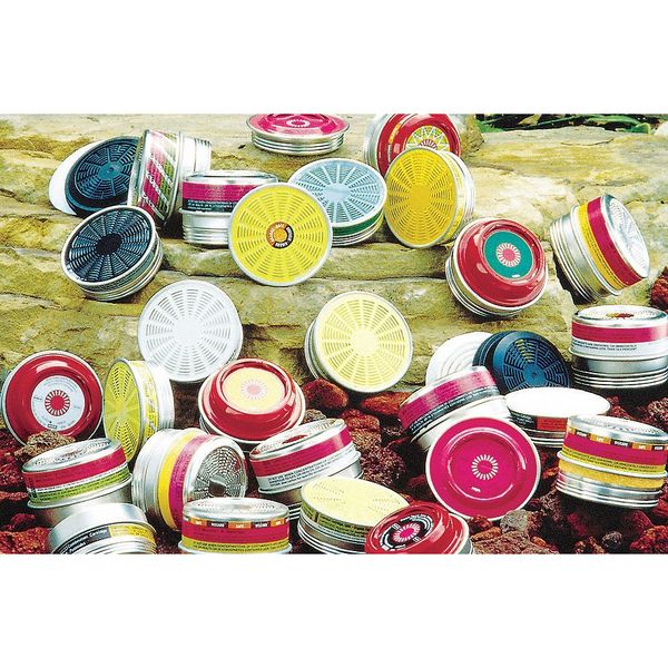 Combination Cartridge/Filter, Threaded, CL, MV, P100, Magenta, Olive, 6 PK, NIOSH