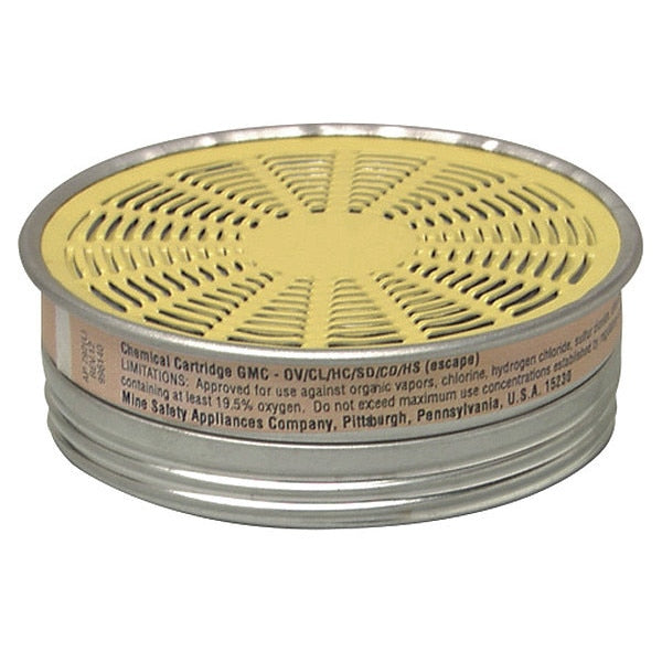 Cartridge, Threaded, OV, CL, SD, CD, HC, Yellow, 10 PK, NIOSH