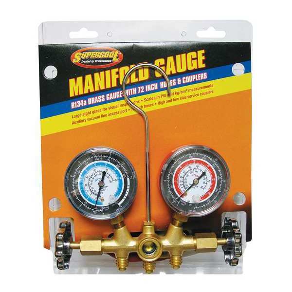 A/C Manifold Gauge, PSI and BAR, Brass
