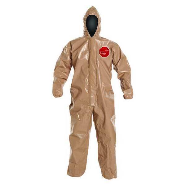 Hooded Coverall, Elastic, Tan, 7XL, PK6
