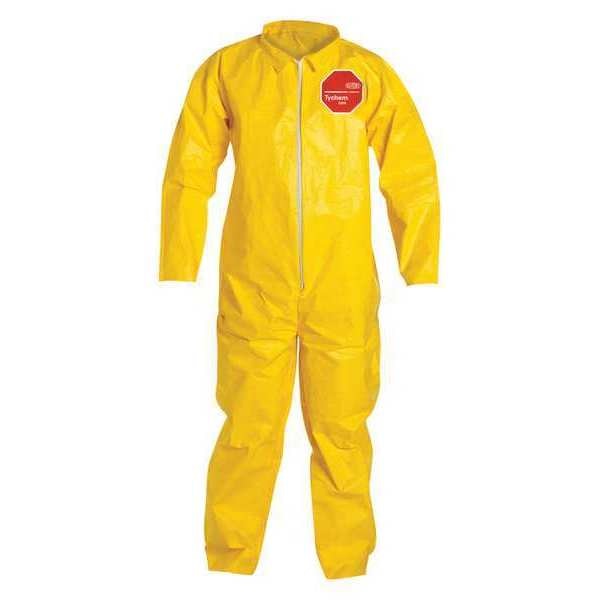 Collared Chemical Resistant Coveralls, Yellow, Zipper