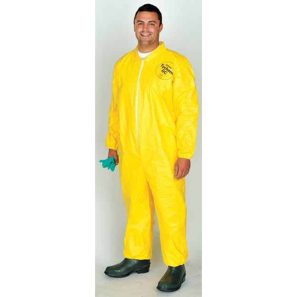 Collared Chemical Resistant Coveralls, Yellow, Zipper