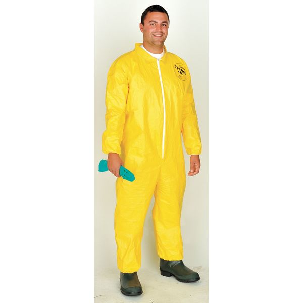 Collared Chemical Resistant Coveralls, Yellow, Zipper
