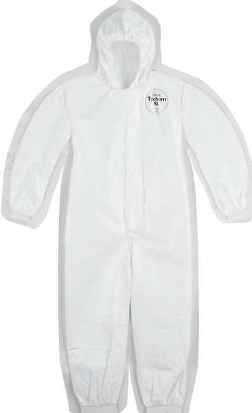 Hooded Chemical Resistant Coveralls, 12 PK, White, Zipper
