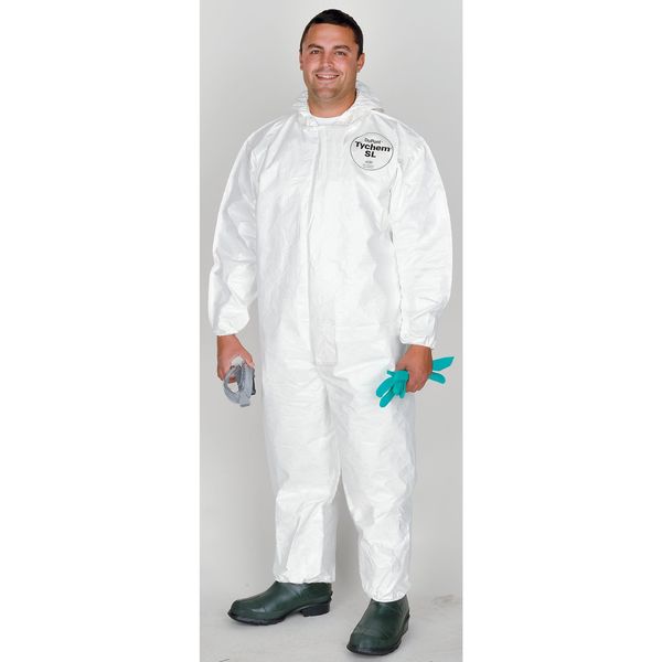 Hooded Chemical Resistant Coveralls, 12 PK, White, Zipper