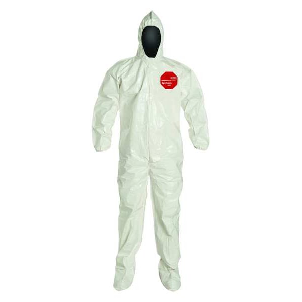 Hooded Chemical Resistant Coveralls, 12 PK, White, Zipper