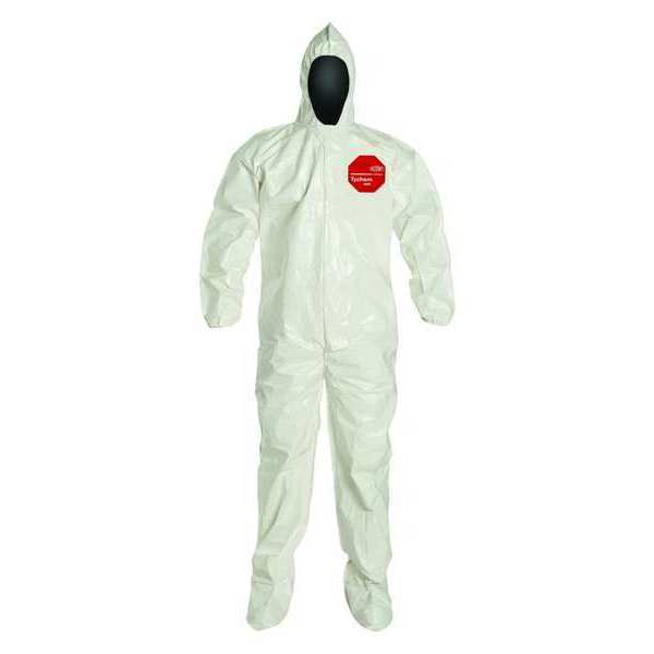 Hooded Coverall w/Socks, White, 6XL, PK12