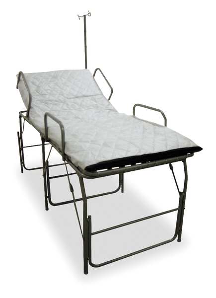 Medical Field Cot with IV Pole, Blue