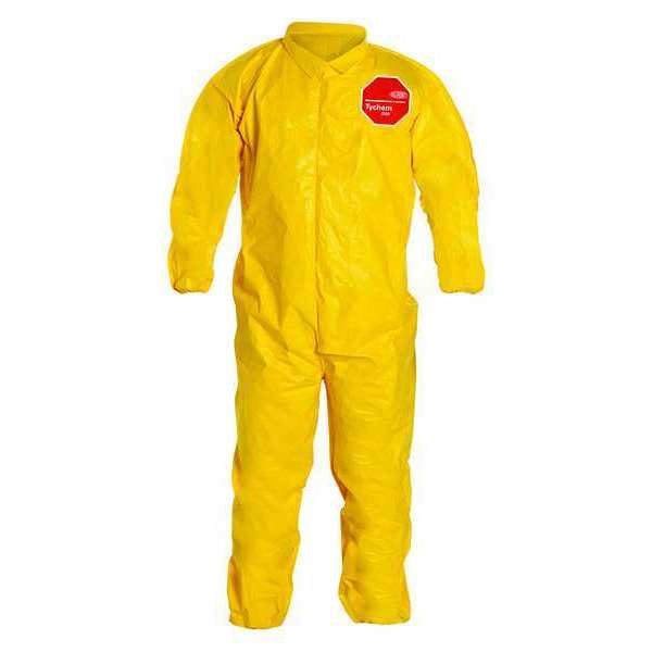 Collared Chemical Resistant Coveralls, Yellow, Zipper