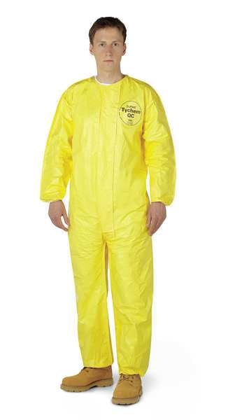Collared Chemical Resistant Coveralls, Yellow, Zipper