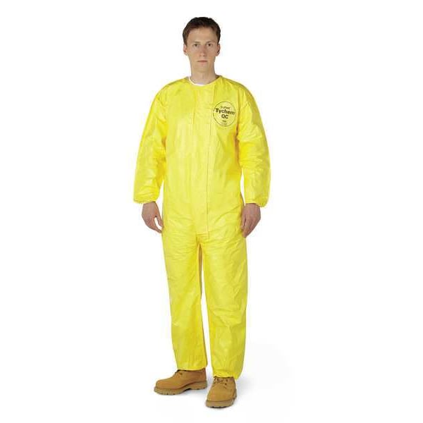 Collared Chemical Resistant Coveralls, Yellow, Zipper