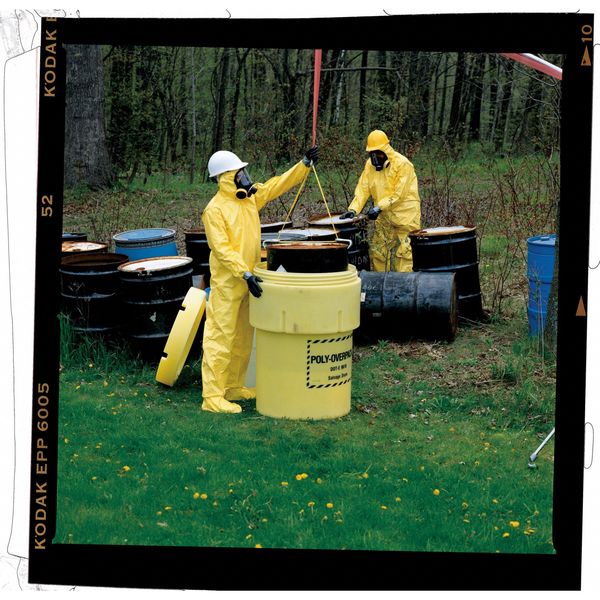 Hooded Chemical Resistant Coveralls, Yellow, Zipper