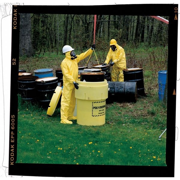 Hooded Chemical Resistant Coveralls, Yellow, Zipper