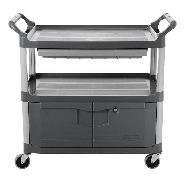 Enclosed Service Cart, 2 Shelves, 300 lb