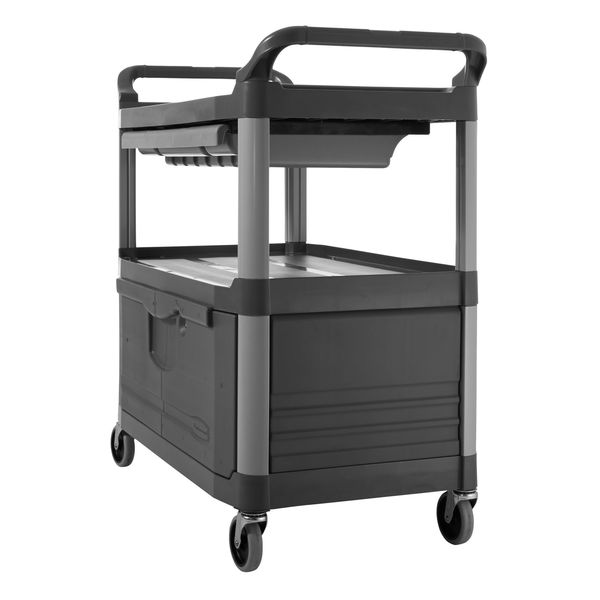 Enclosed Service Cart, 2 Shelves, 300 lb