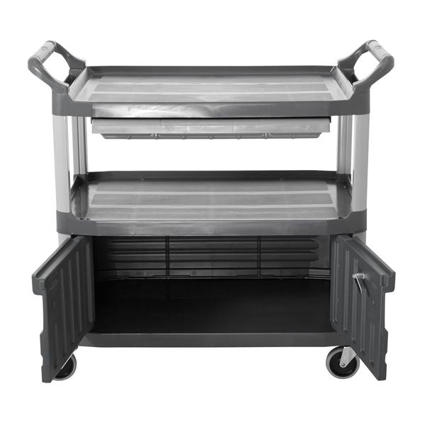 Enclosed Service Cart, 2 Shelves, 300 lb