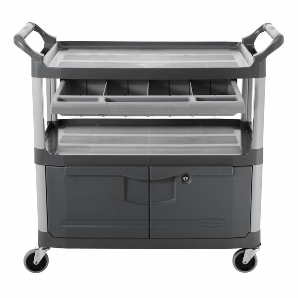 Enclosed Service Cart, 2 Shelves, 300 lb