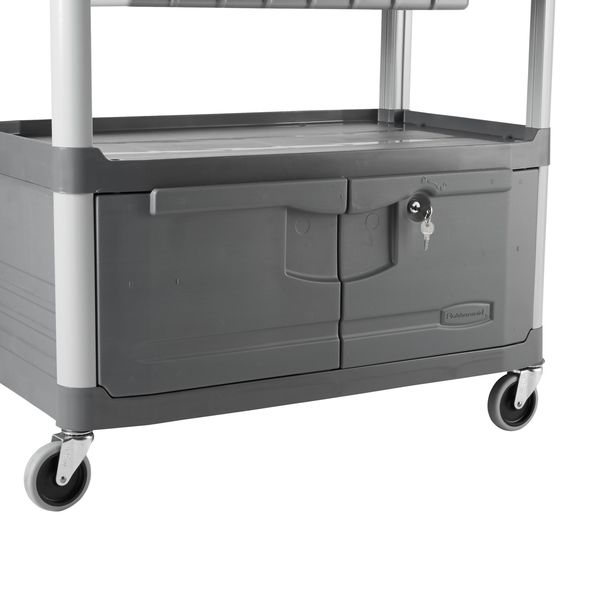 Enclosed Service Cart, 2 Shelves, 300 lb
