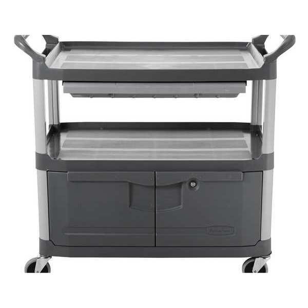 Enclosed Service Cart, 2 Shelves, 300 lb