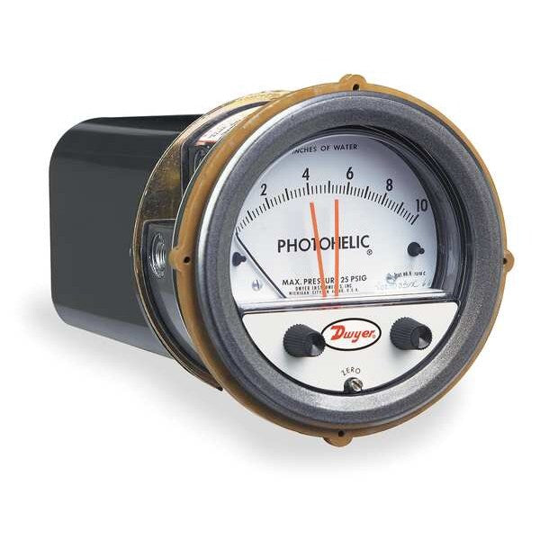 Pressure Gauge, 0 to 10 In H2O