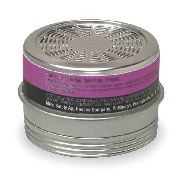 Combination Cartridge/Filter, Threaded, OV, P100, Black, Magenta, 6 PK, NIOSH