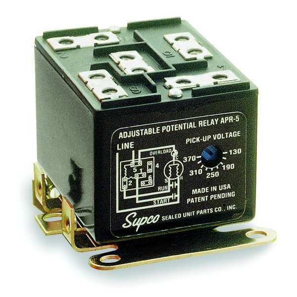 Potential Relay, Adjustable, - Contact Rating (Amps), 110-370 Volts, - Time Delay