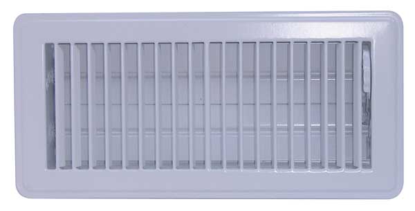 Floor Register, Louvered, 4 X 10, White, Steel