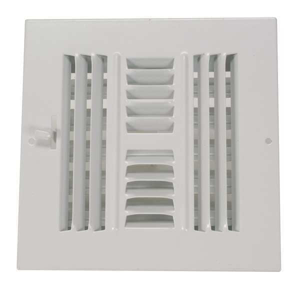 Sidewall/Ceiling Register, 6 X 6, White, Steel