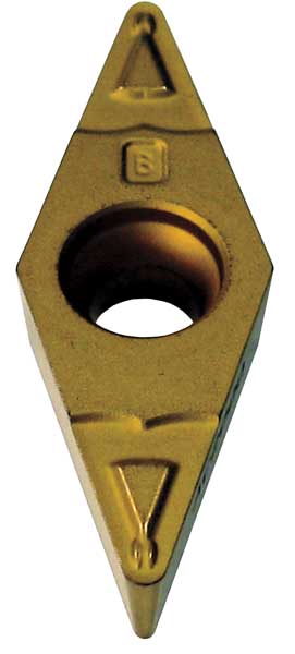 Diamond Turning Insert, Diamond, 3/8 in, VBMT, 35  Degrees, 1/32 in, Carbide