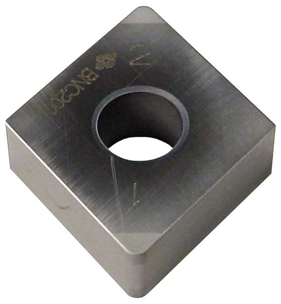 Diamond Turning Insert, Diamond, 1/2 in, CNGA, 80  Degrees, 1/64 in, CBN