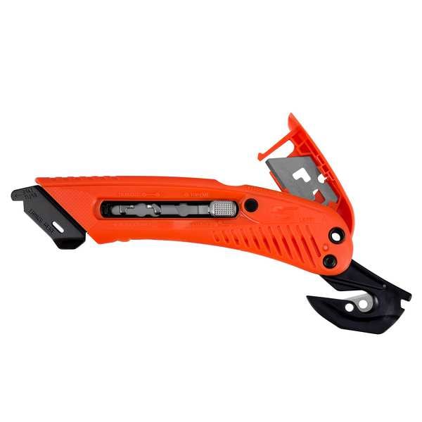 Safety Knife, 3 Fixed Blade Depths, Safety Point, Plastic, 6 in L.
