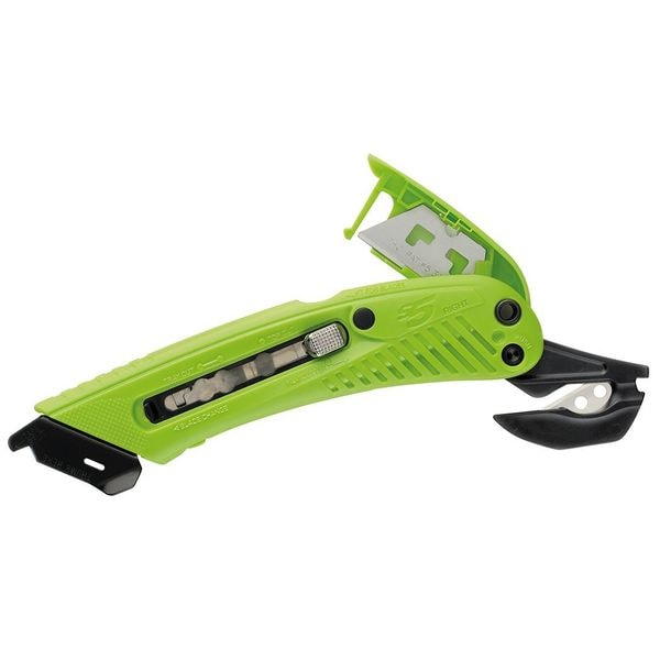 Safety Knife, 3 Fixed Blade Depths, Safety Point, Plastic, 6 in L.