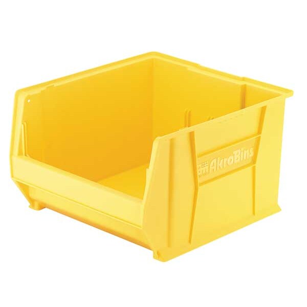 Super Size Bin, Yellow, Plastic, 23 7/8 in L x 18 1/4 in W x 12 in H, 300 lb Load Capacity