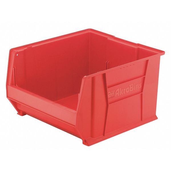 Super Size Bin, Red, Plastic, 23 7/8 in L x 18 1/4 in W x 12 in H, 300 lb Load Capacity