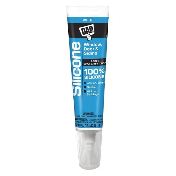Window, Door & Siding Sealant, 2.8 oz, Tube, White, Silicone Base