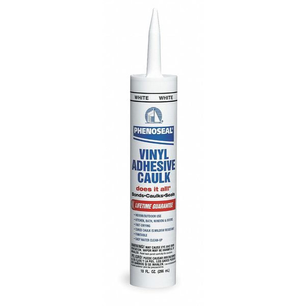 Caulk, 10 oz, Cartridge, White, Water Base