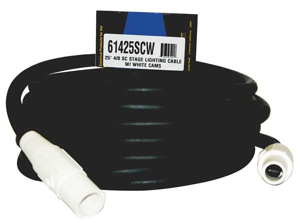 Cam Lock Extension Cord, Vinyl, 4/0 Wire