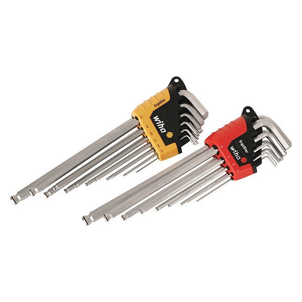 22-Piece Hex Key Set, Metric/SAE L-Shape, Chrome, Plastic Holder
