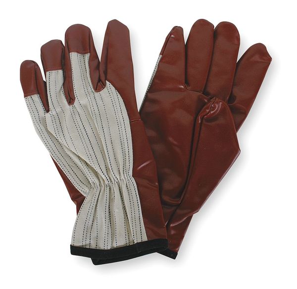 Nitrile Coated Gloves, Palm Coverage, White/Russet, S, PR