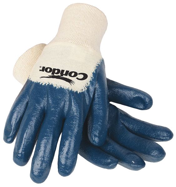 Nitrile Coated Gloves, 3/4 Dip Coverage, Blue/White, S, PR