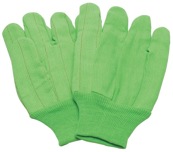 Canvas Gloves, Cotton, L, High Visibility Green, PR
