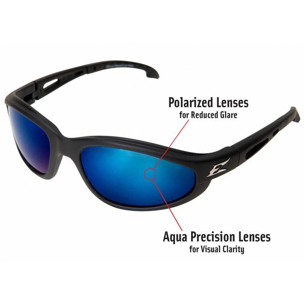 Polarized Safety Glasses, Wraparound Aqua Precision Blue Mirror Polycarbonate Lens