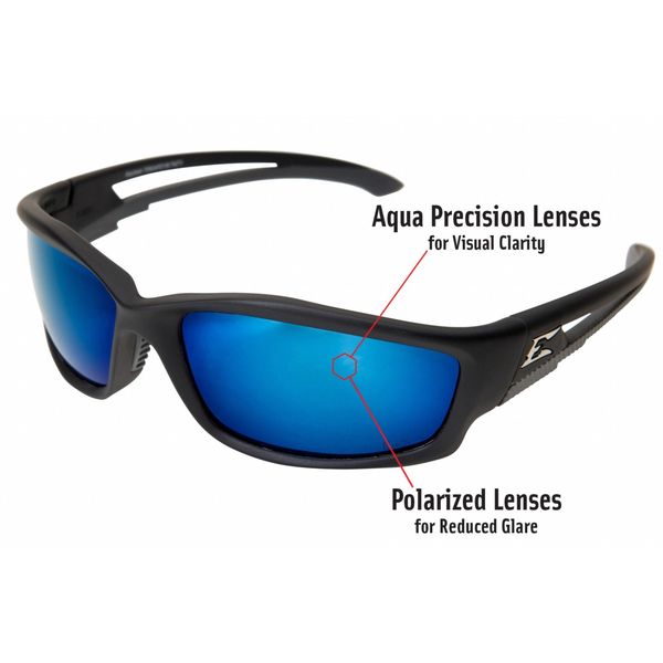 Polarized Safety Glasses, Wraparound Aqua Precision Blue Mirror Polycarbonate Lens