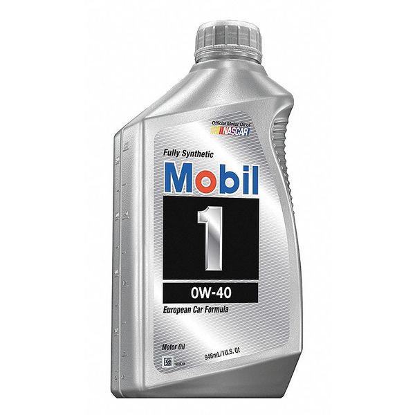 Engine Oil, Mobil 1, 0W-40, Synthetic, 1 Qt.