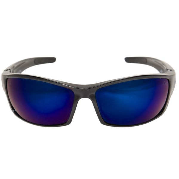 Safety Glasses, Wraparound Blue Mirror Polycarbonate Lens, Scratch-Resistant
